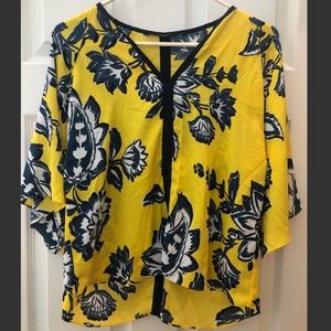 Zara Yellow, Blue and White Floral Blouse